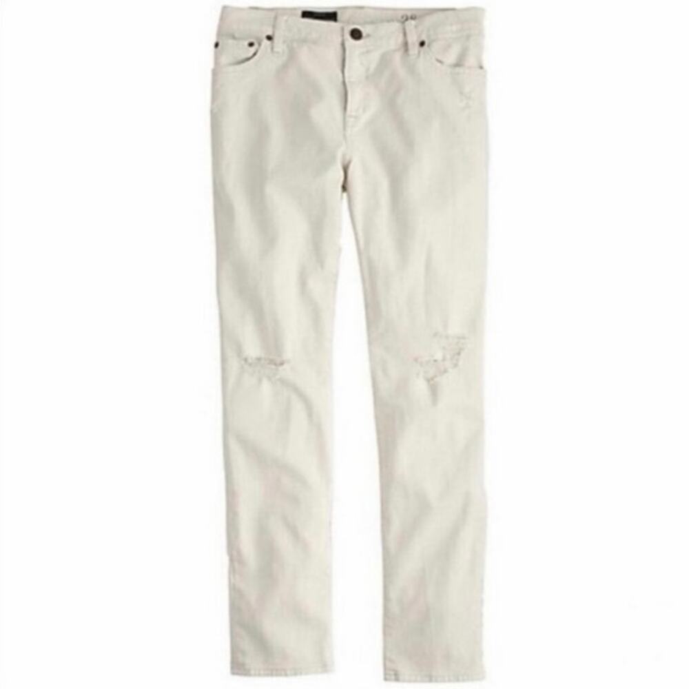 J.Crew Cropped Vintage Straight Distressed Ivory Jeans Women’s Size 31